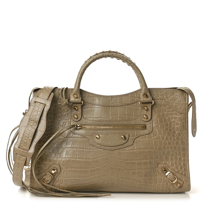 Balenciaga Calfskin Crocodile Embossed Classic Gold Hardware City Beige Latte 1 of 11