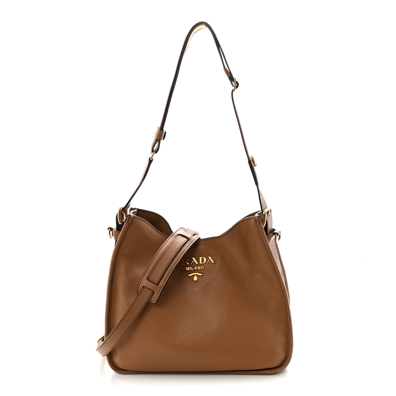 Prada Vitello Daino Hobo Messenger Bag Caramel 1 of 9