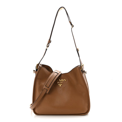 Prada Vitello Daino Hobo Messenger Bag Caramel 1 of 9