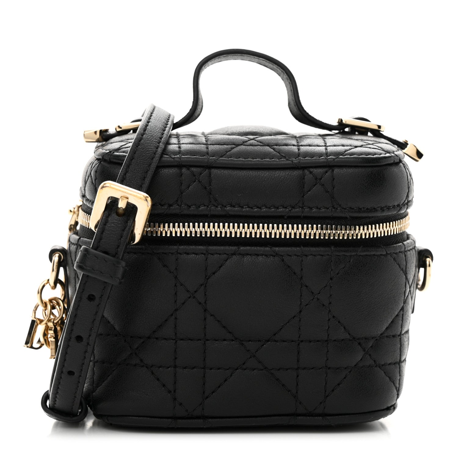 Christian Dior Lambskin Cannage Micro Lady Dior Vanity Case Black 1 of 9