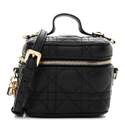 Christian Dior Lambskin Cannage Micro Lady Dior Vanity Case Black 1 of 9