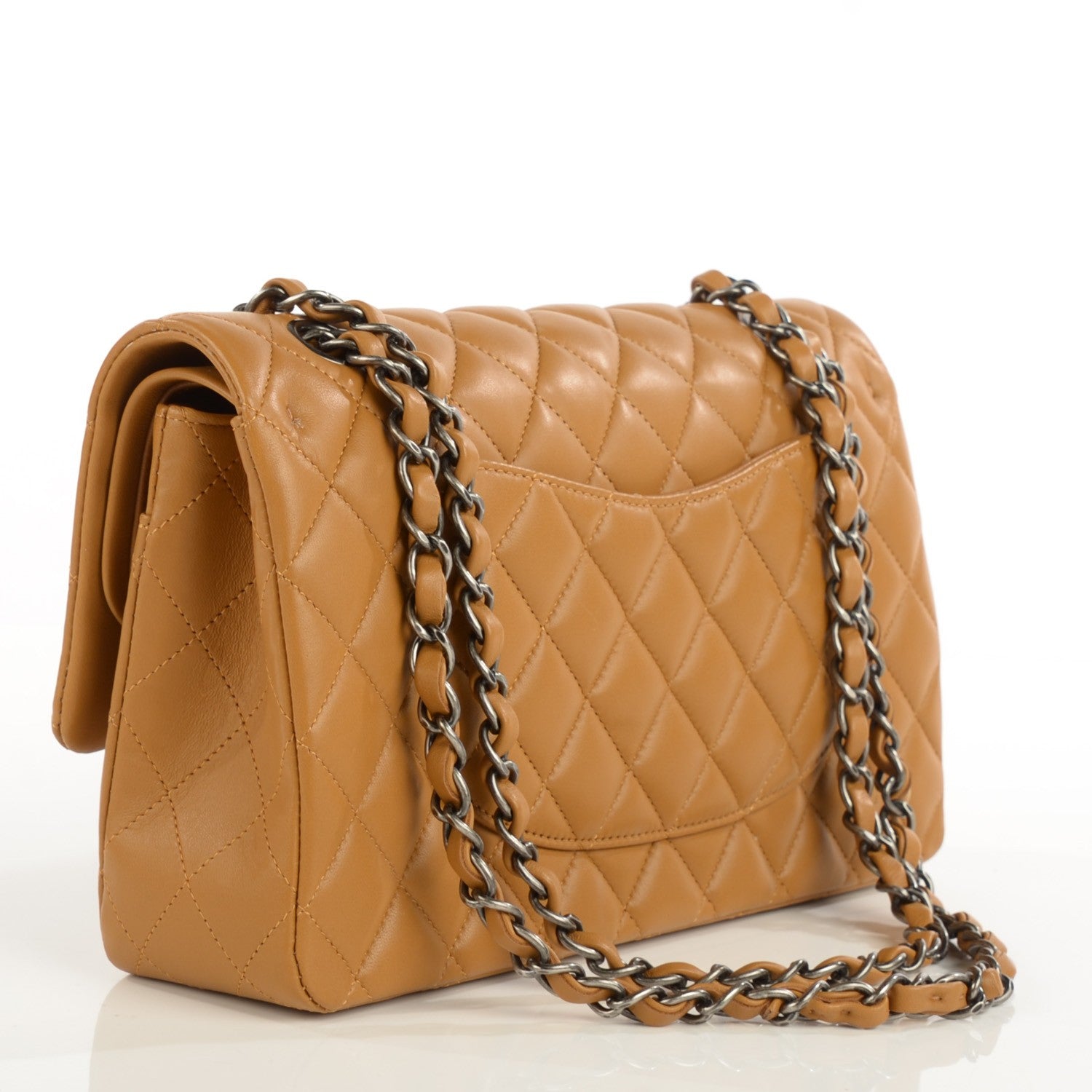 Chanel Lambskin Quilted Medium Double Flap Dark Beige 3 of 8