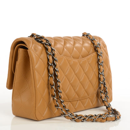Chanel Lambskin Quilted Medium Double Flap Dark Beige 3 of 8