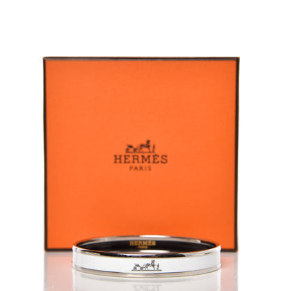 Hermes Enamel Printed Narrow Caleche Bracelet 62 White 5 of 5