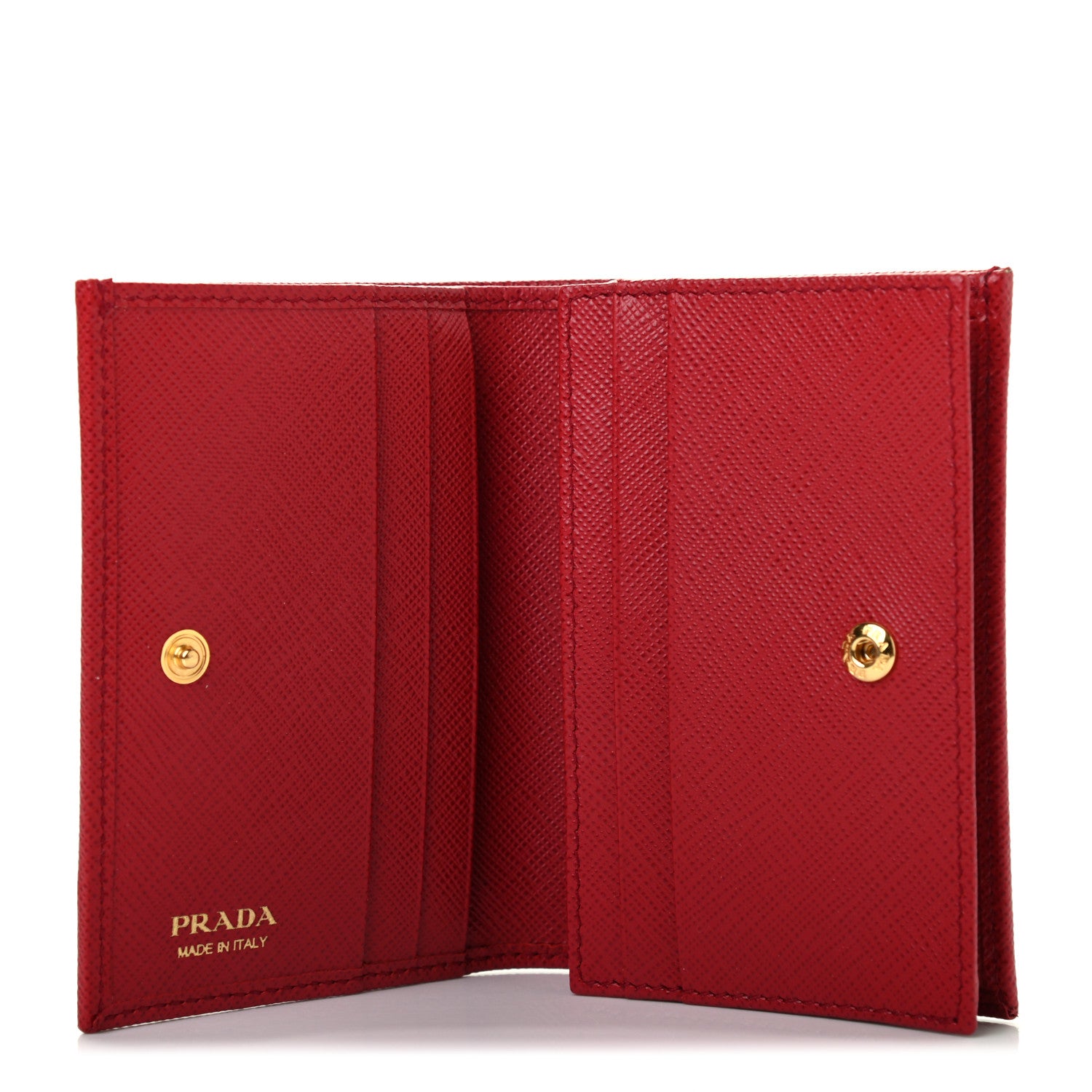 Prada Saffiano Metal Compact Snap Bi-Fold Wallet Fuoco 5 of 7