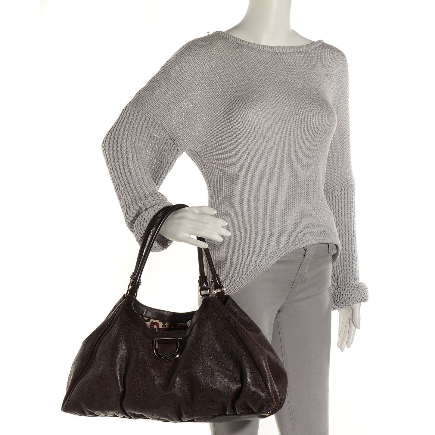 Guccissima Large D Gold Hobo Chocolate Brown