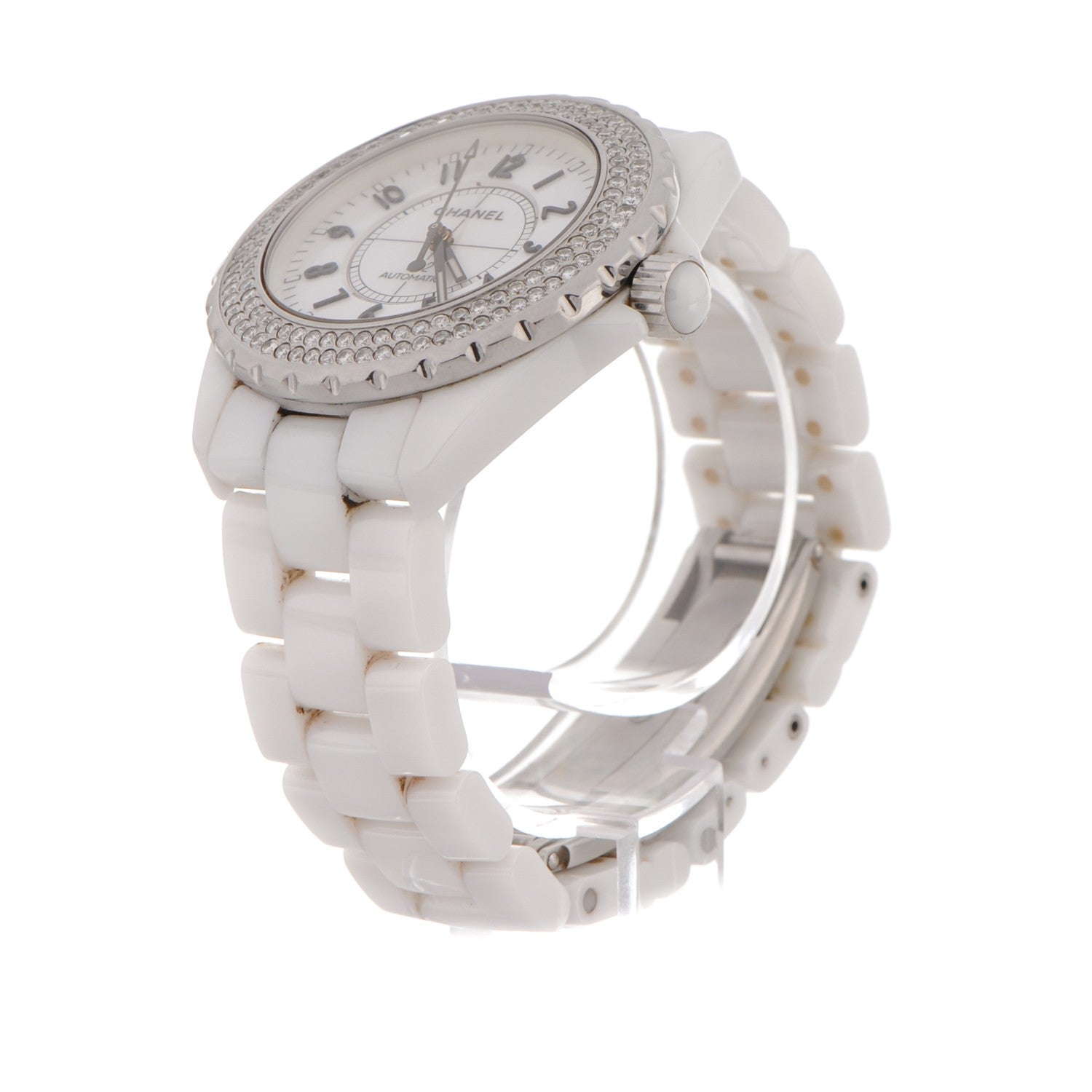 Chanel Stainless Steel Ceramic Diamond Pave Bezel 38mm J12 Automatic Watch White 7 of 7