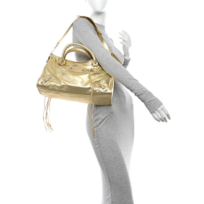 Balenciaga Laminated Agneau Classic Silver Hardware City Gold 2 of 11