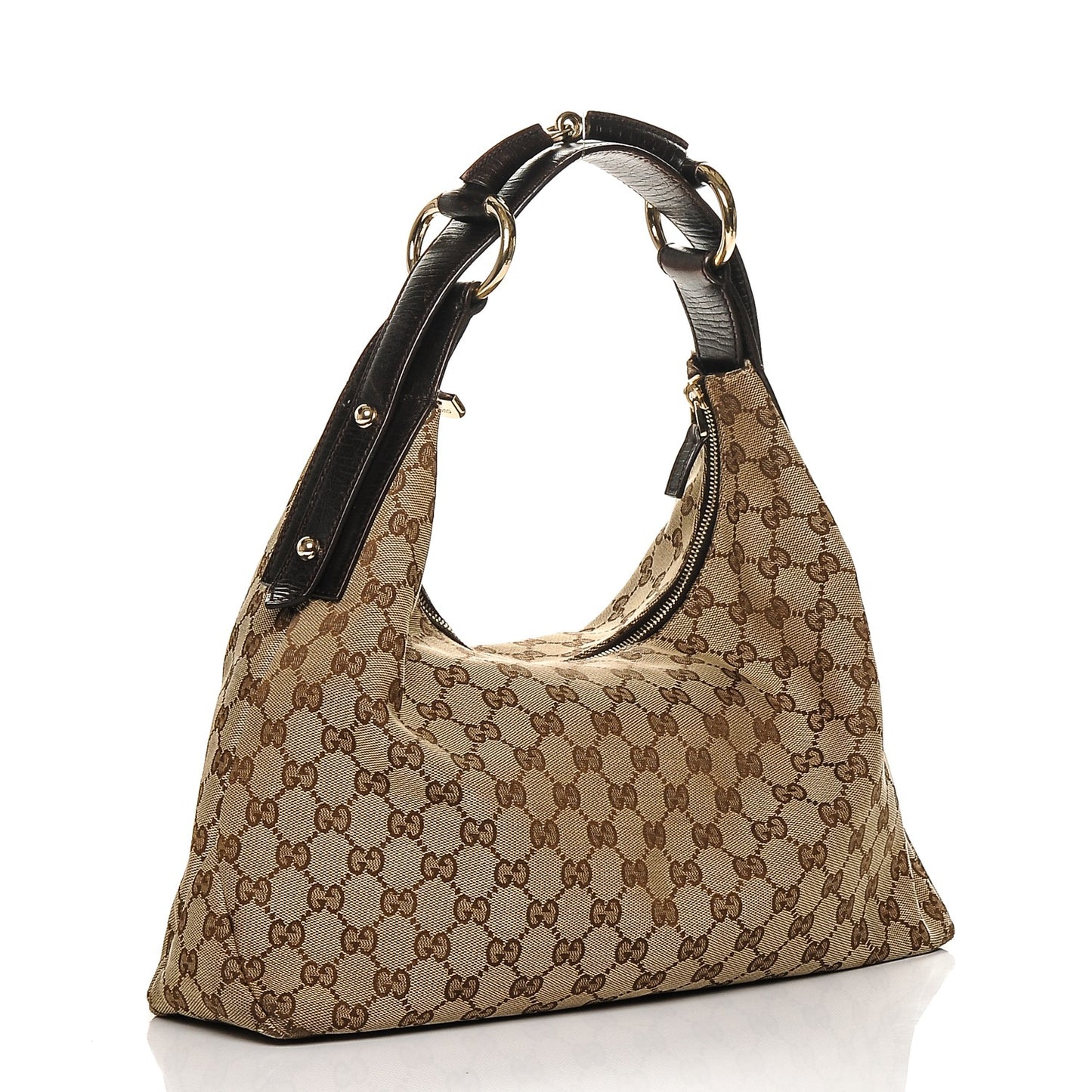 Monogram Medium Horsebit Chain Hobo Dark Brown
