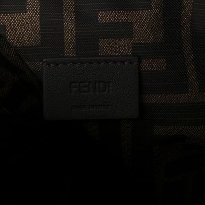 Fendi Fabric Jacquard FF 1974 Medium Trapezoid Beauty Pouch Tobacco Moro Black 6 of 7