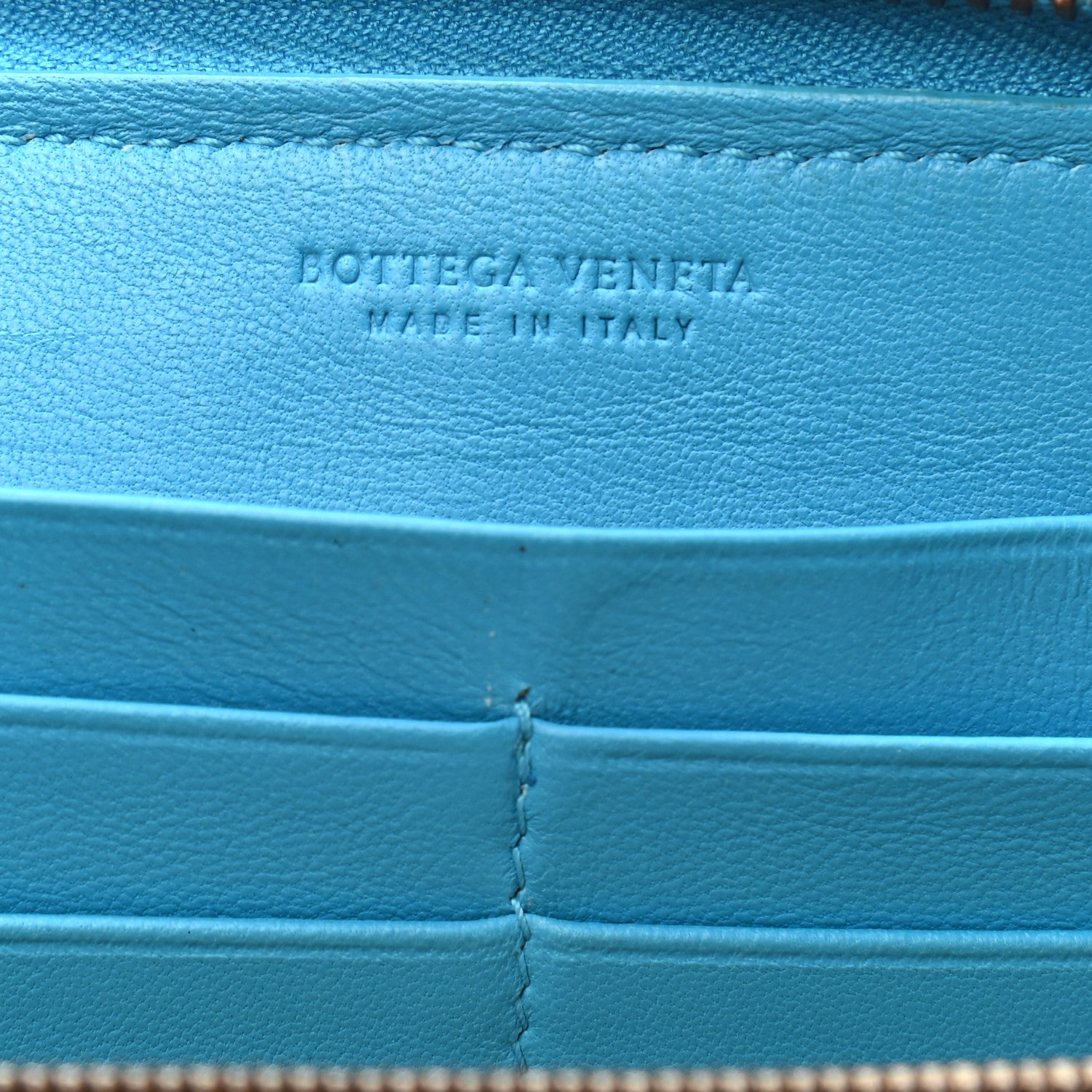 Bottega Veneta Nappa Intrecciato Zip Around Wallet Blue White 6 of 10
