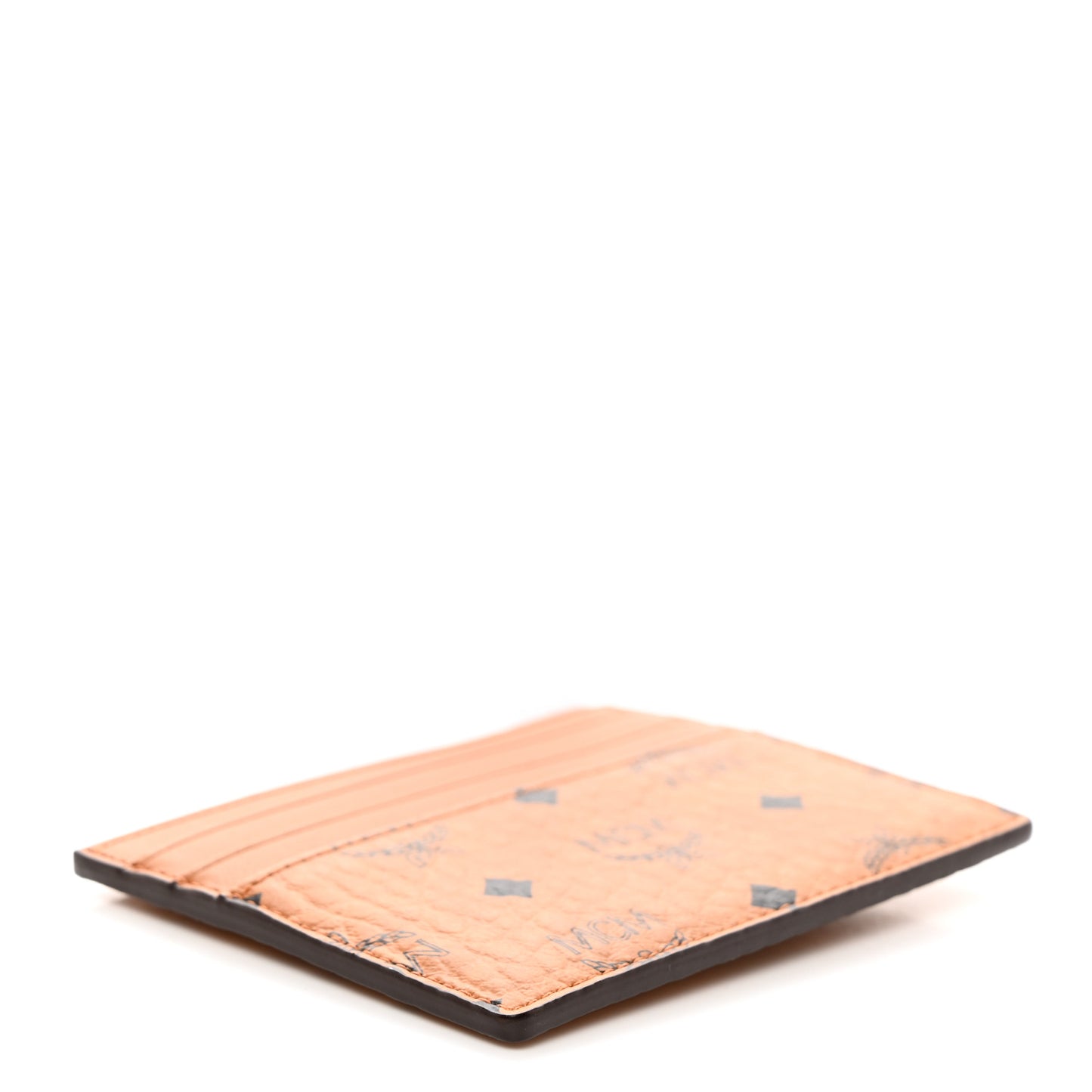 Calfskin Visetos Card Holder Money Clip Cognac