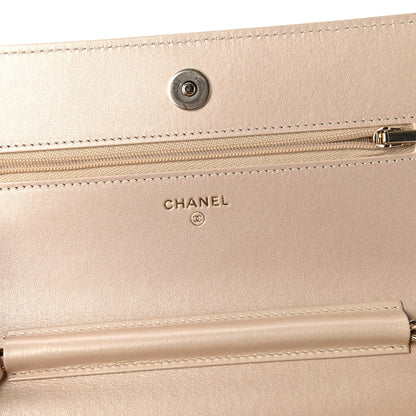 Chanel Metallic Lambskin Quilted Wallet On Chain WOC Gold 8 of 12