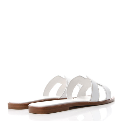 Hermes Box Calfskin Oran Sandals 38 White 4 of 8