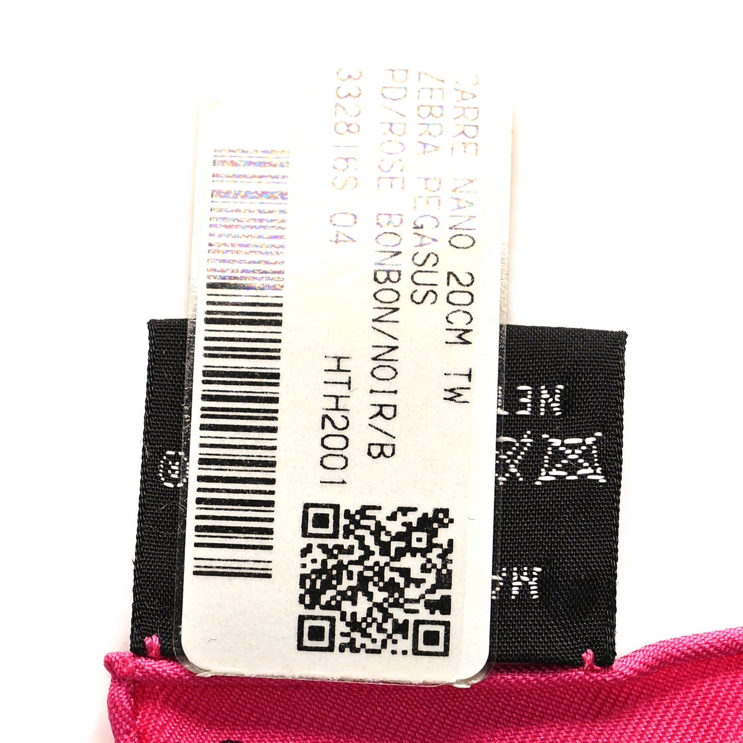 Silk Carre Zebra Pegasus Nano Scarf 20 Rose Bonbon Black White