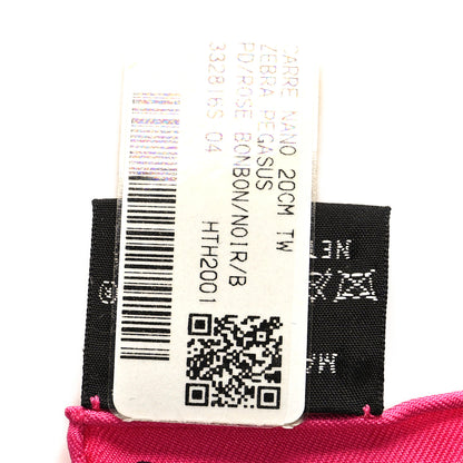 Hermes Silk Carre Zebra Pegasus Nano Scarf 20 Rose Bonbon Black White 4 of 4