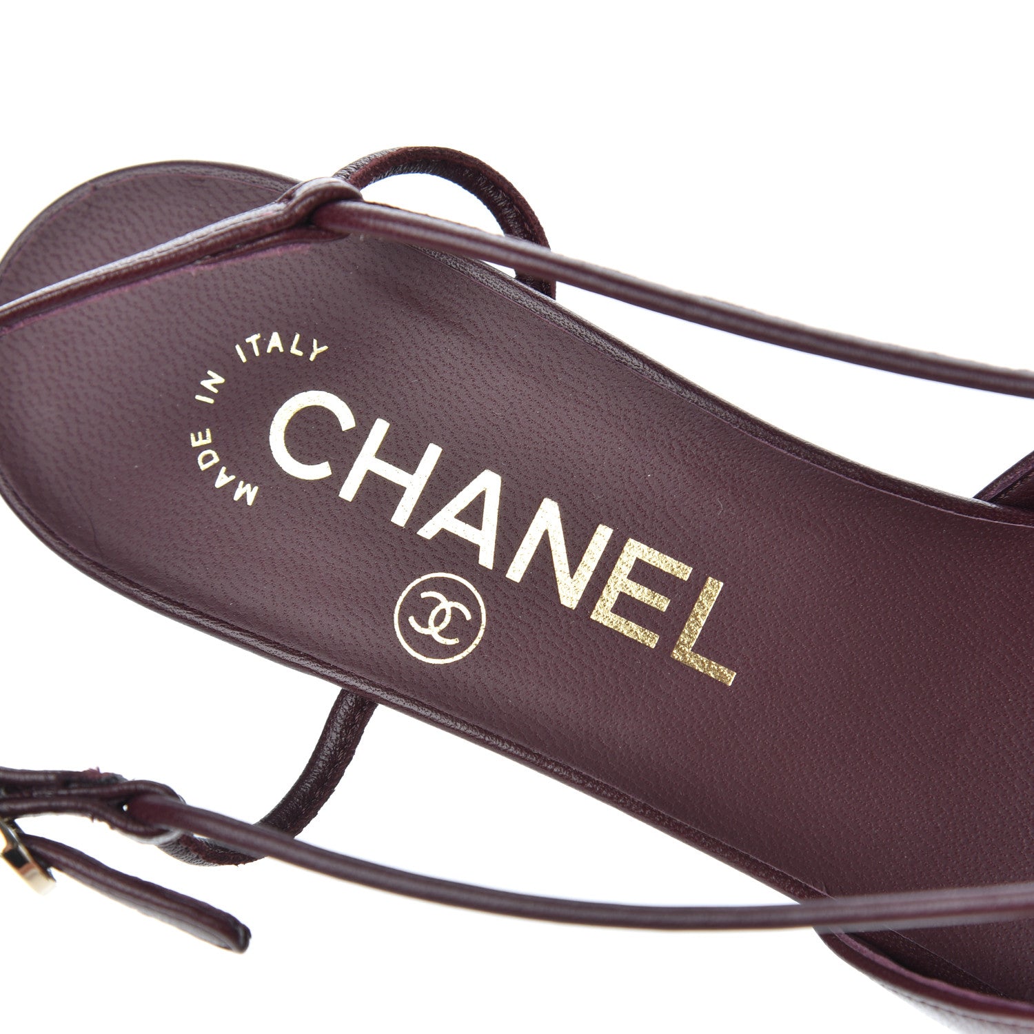 Chanel Lambskin Satin Slingback Cap Toe Bow Pumps 35.5 Burgundy Black 6 of 9