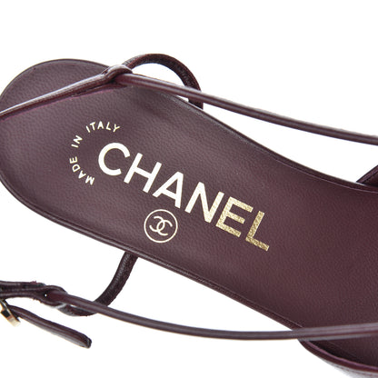 Chanel Lambskin Satin Slingback Cap Toe Bow Pumps 35.5 Burgundy Black 6 of 9