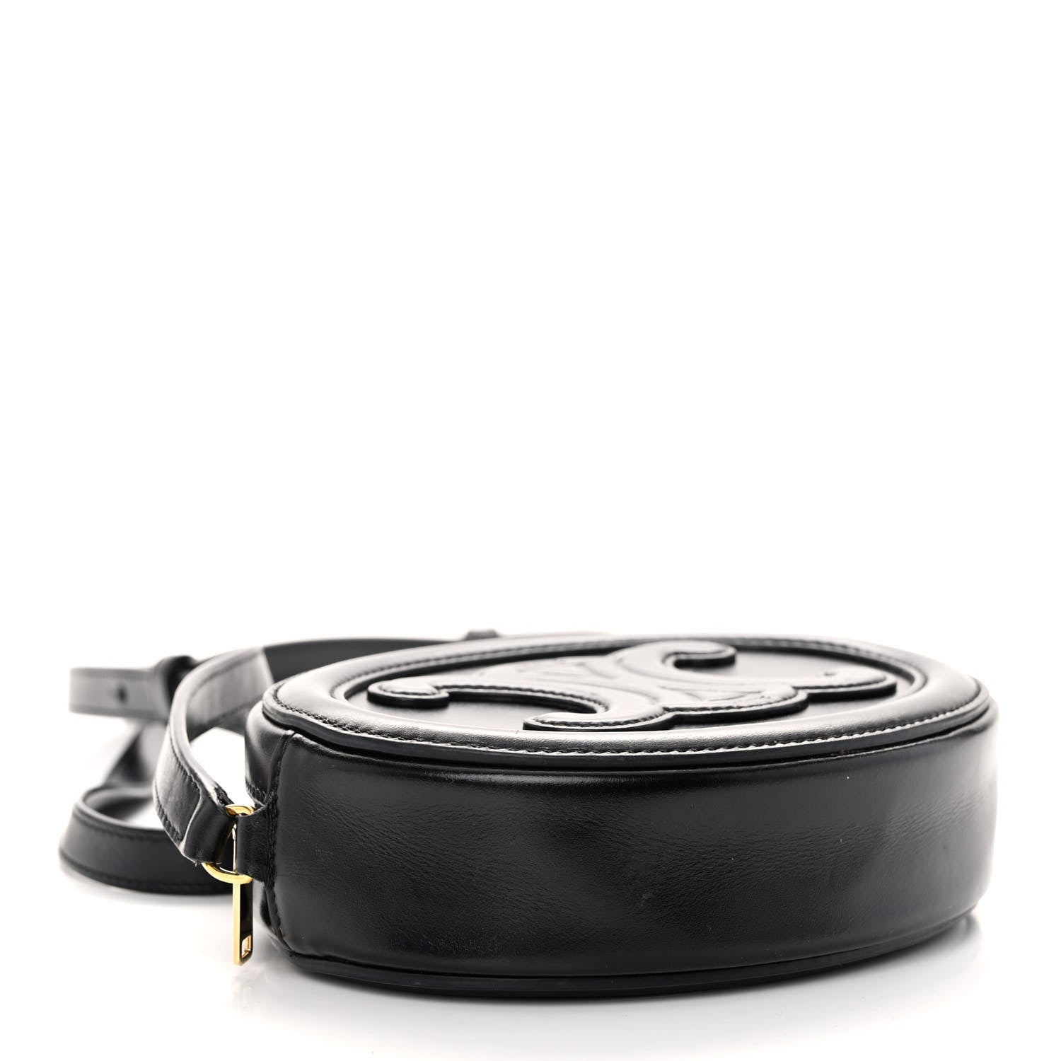 Celine Smooth Calfskin Cuir Triomphe Oval Bag Black 4 of 12