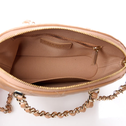 Chanel Shiny Lambskin Quilted Shiny Coco Clutch With Chain Dark Beige 5 of 10