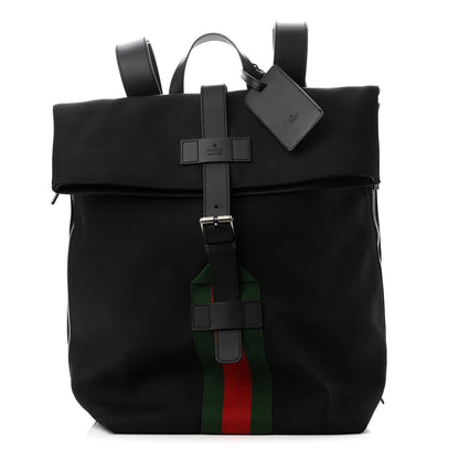 Gucci Techno Canvas Web Single Buckle Backpack Black 1 of 10