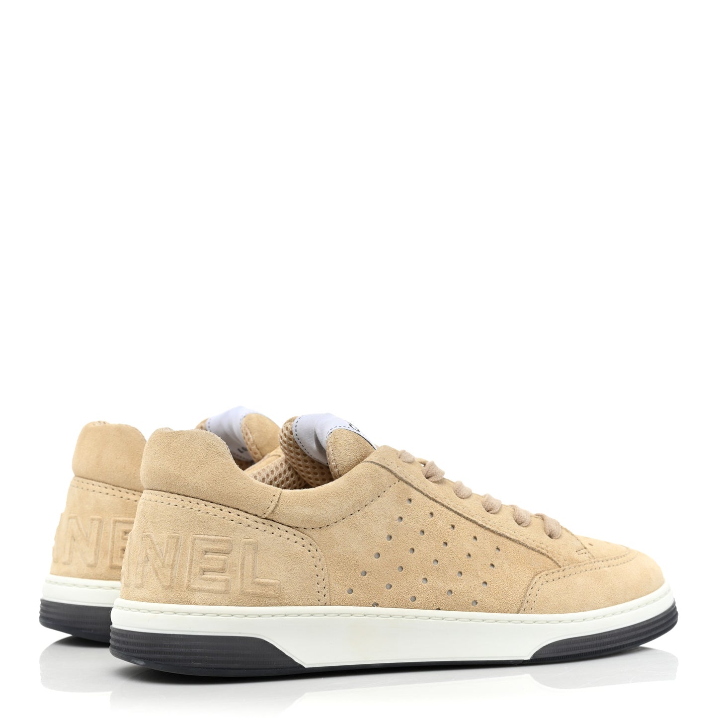 Suede Calfskin Logo Sneakers 39.5 Beige