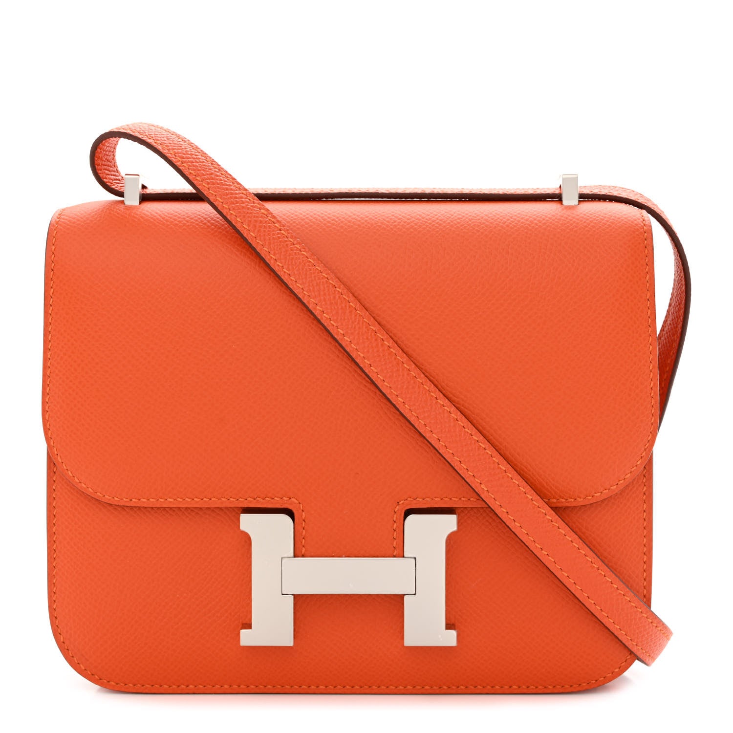 HERMES Epsom Constance 18 in the color Orange Poppy by FASHIONPHILE