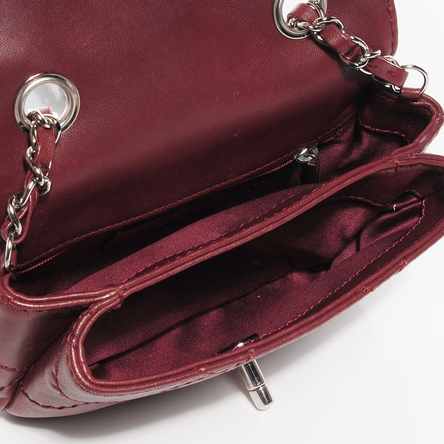 Lambskin Double Stitch Mini Flap Bordeaux