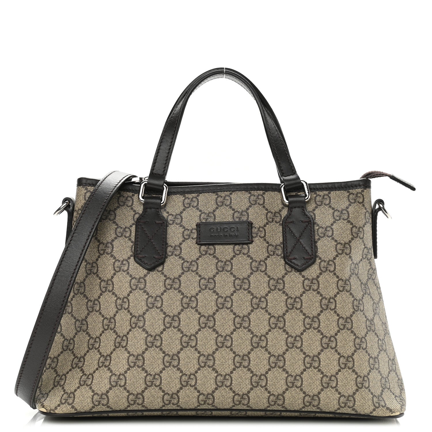 Gucci GG Supreme Monogram Small Zippered Tote Dark Brown 1 of 8