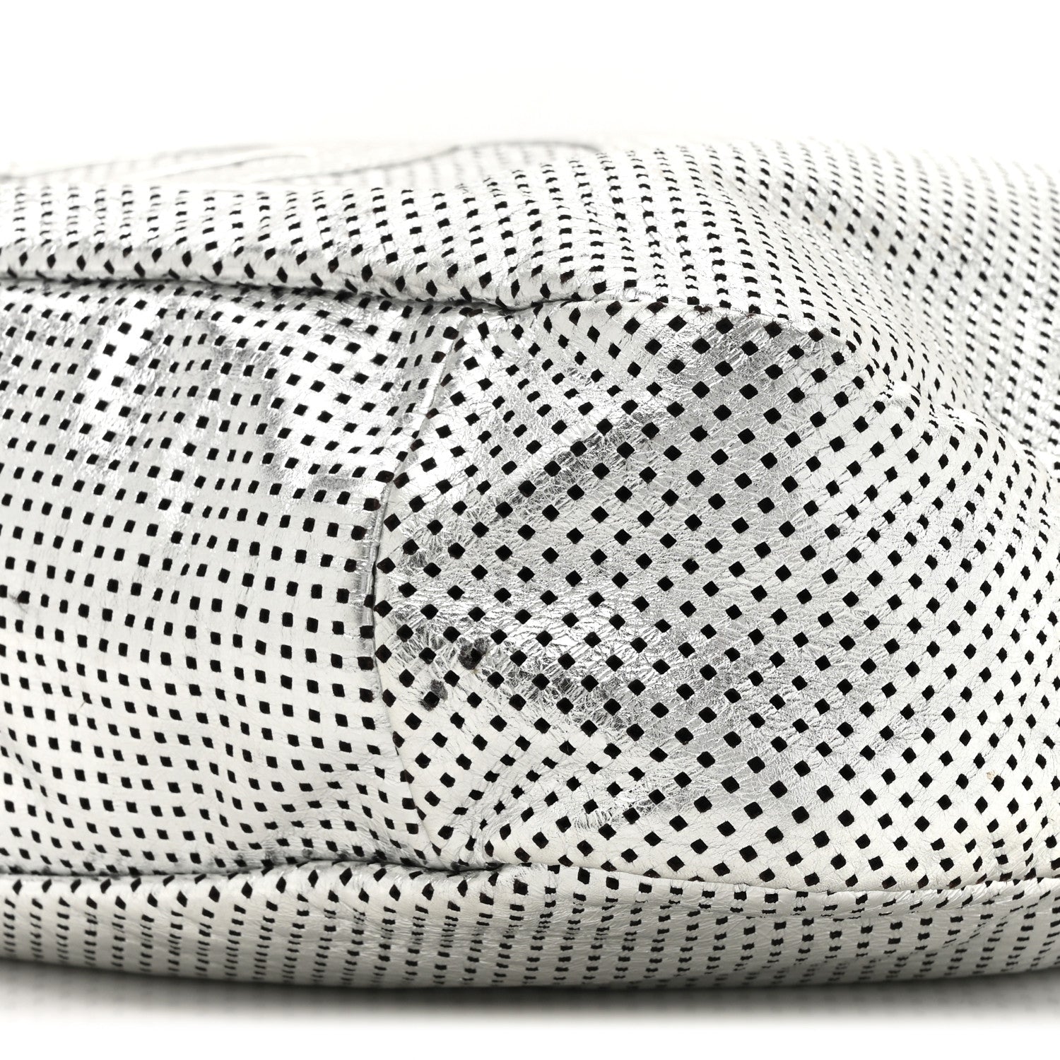 Chanel Metallic Glazed Calfskin Perforated Large Rodeo Drive Tote Silver 9 of 11