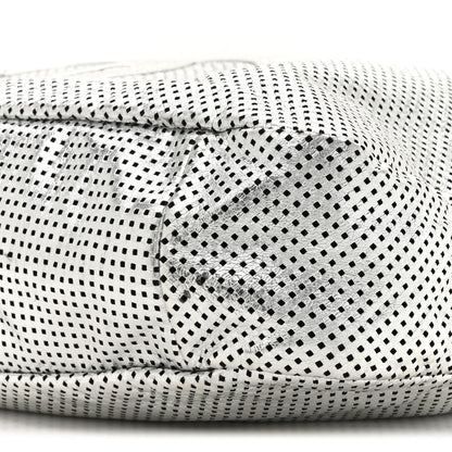 Chanel Metallic Glazed Calfskin Perforated Large Rodeo Drive Tote Silver 9 of 11