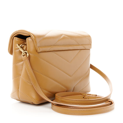 Saint Laurent Calfskin Y Quilted Monogram Toy Loulou Crossbody Bag Dark Natural 3 of 12