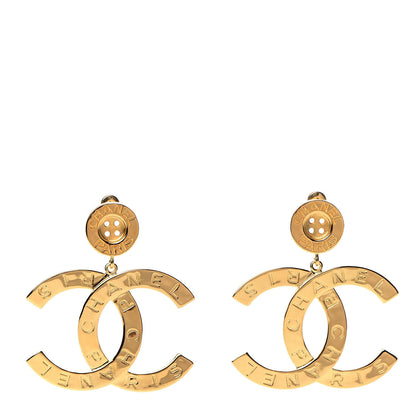 Chanel Metal Large Paris Button Earrings Gold 1 of 5