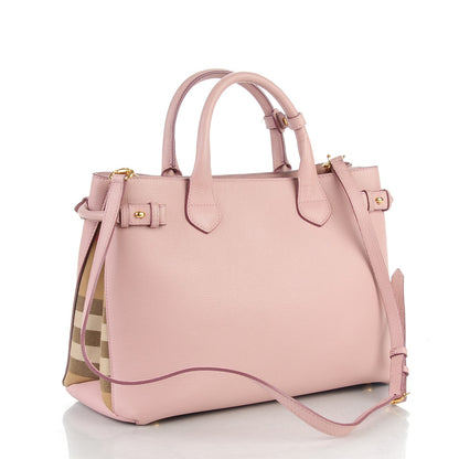 Burberry Grainy Calfskin House Check Medium Banner Tote Nude Blush 3 of 6