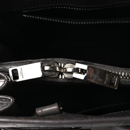 Saint Laurent Calfskin Crocodile Embossed Small Sac de Jour Fog 17 of 19