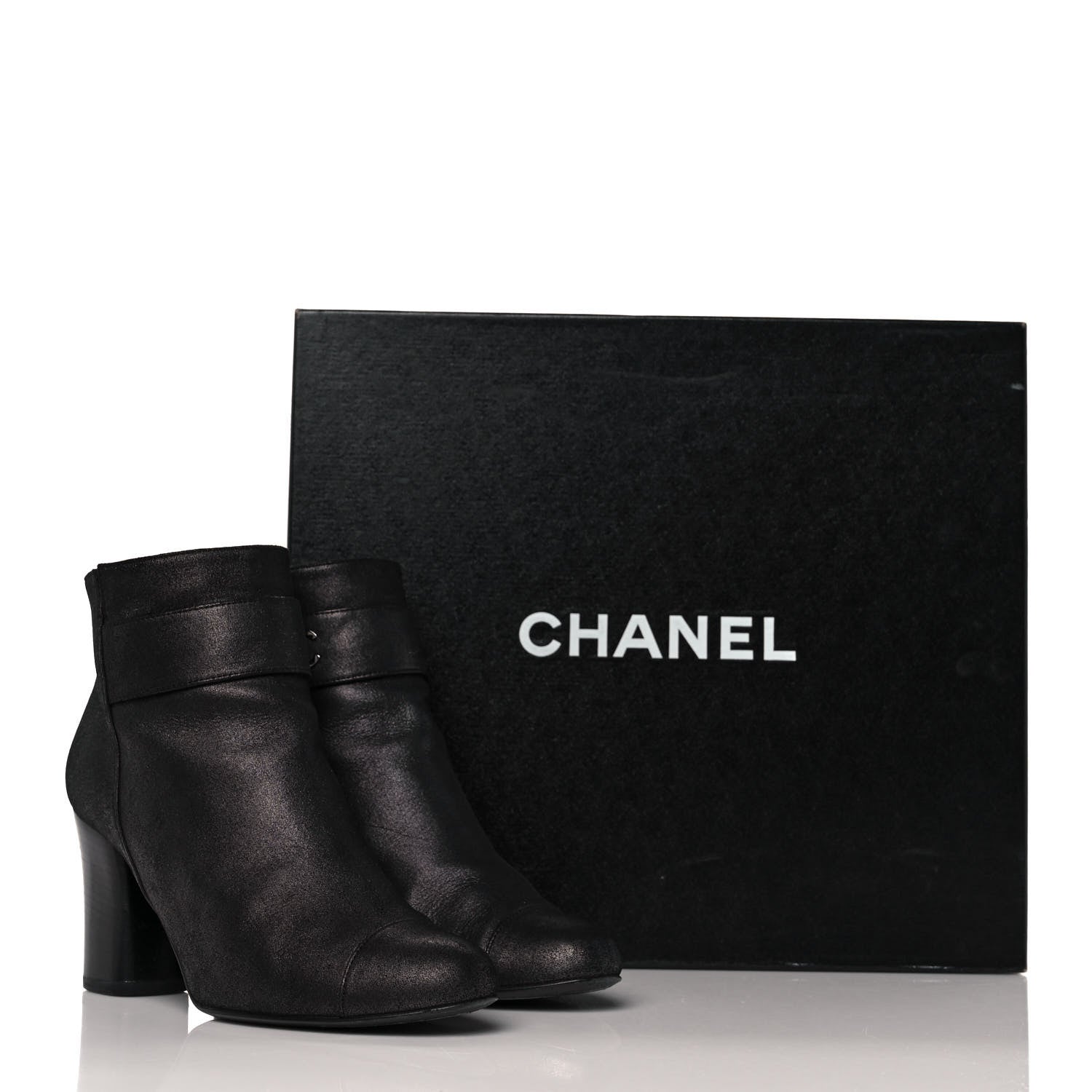 Chanel Suede CC Ankle Boots 35.5 Black 8 of 8