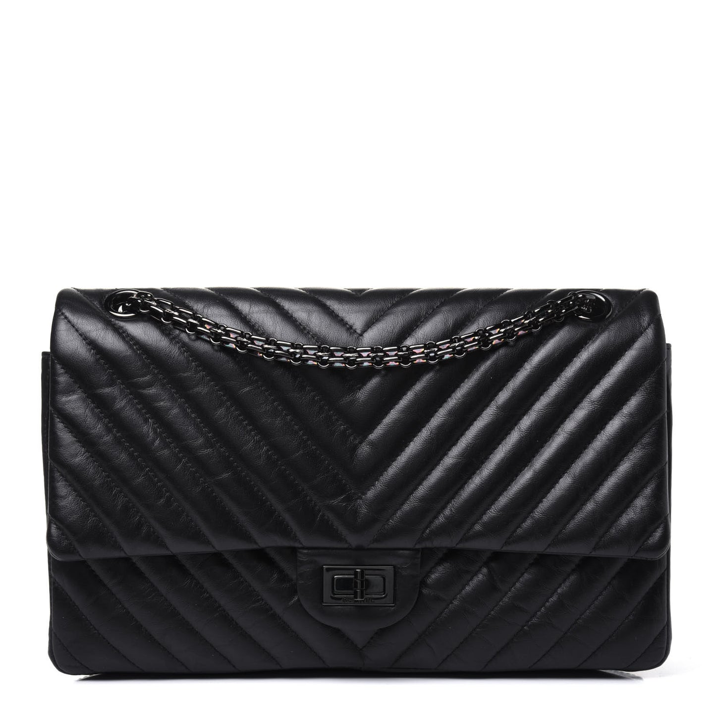 Aged Calfskin Chevron Quilted 2.55 Reissue 226 So Black