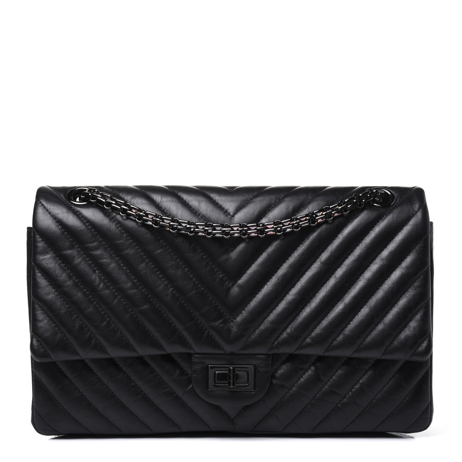 Chanel Aged Calfskin Chevron Quilted 2.55 Reissue 226 So Black 1 of 16