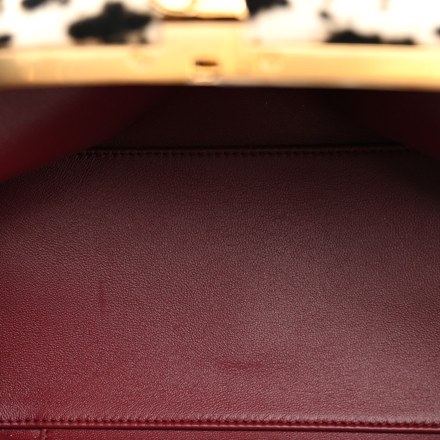 Lambskin Pony Hair Printed Clutch With Chain Black White
