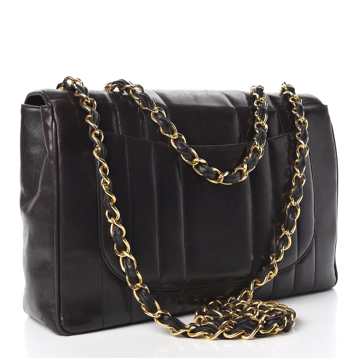 Chanel Lambskin Vertical Quilt Jumbo Flap Black 4 of 17