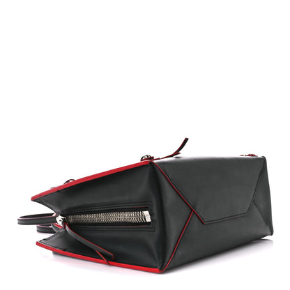 Balenciaga Rubberized Calfskin Papier Mini A4 Zip Around Tote Black Red 5 of 11