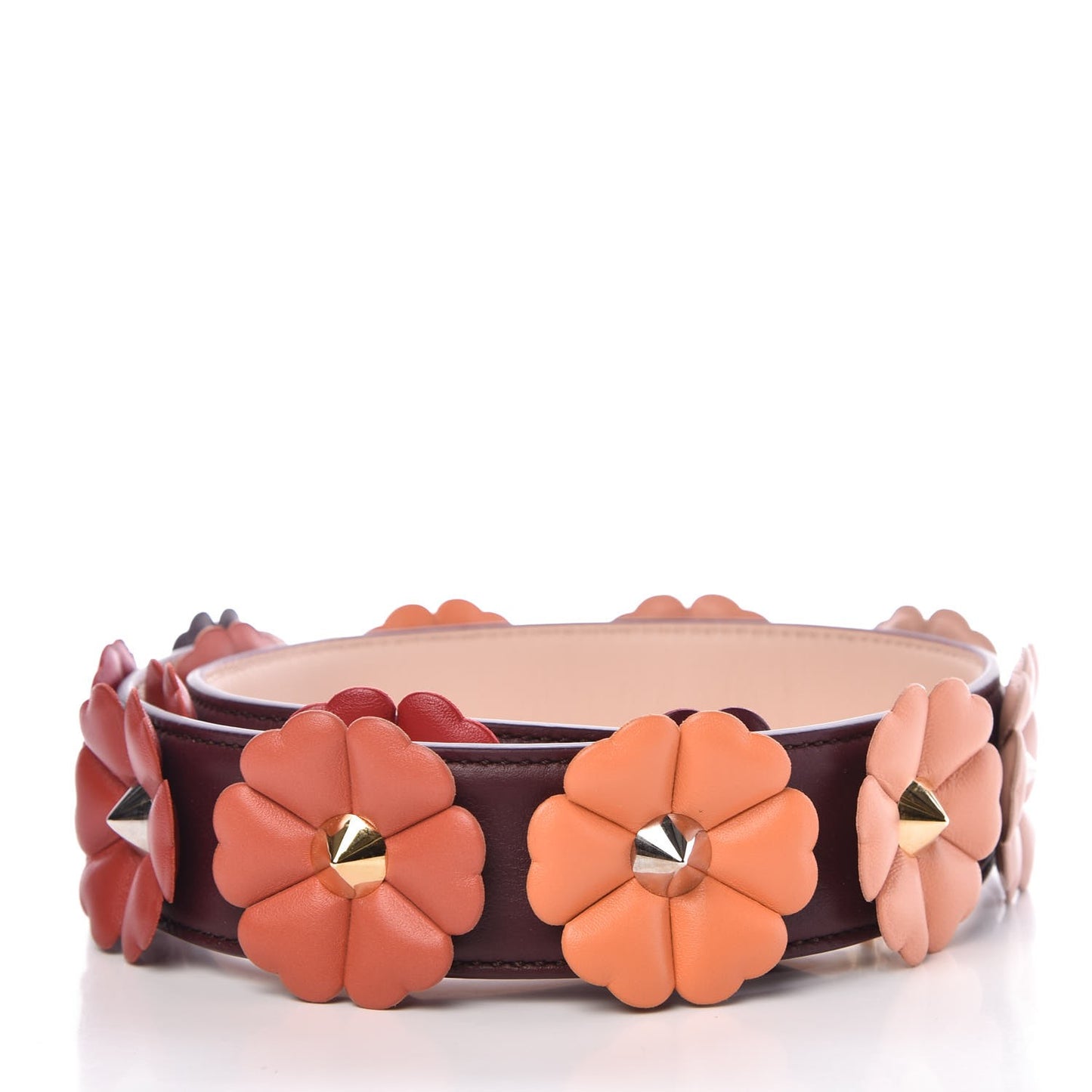 Vitello Dolce Flowerland Bi-Color Studded Strap You Bordeaux Plaster Multicolor