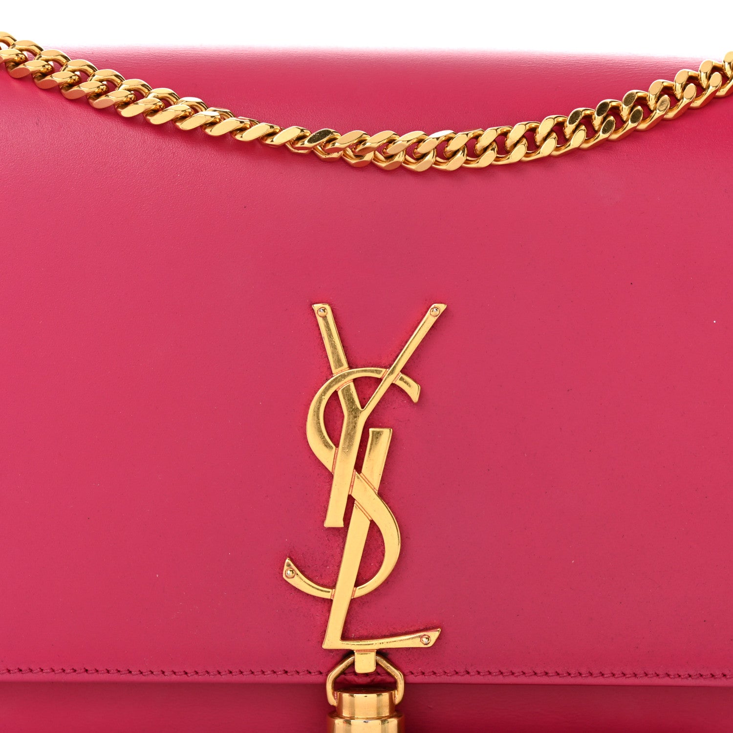 Saint Laurent Smooth Calfskin Classic Monogram Kate Tassel Chain Wallet Pink 9 of 12