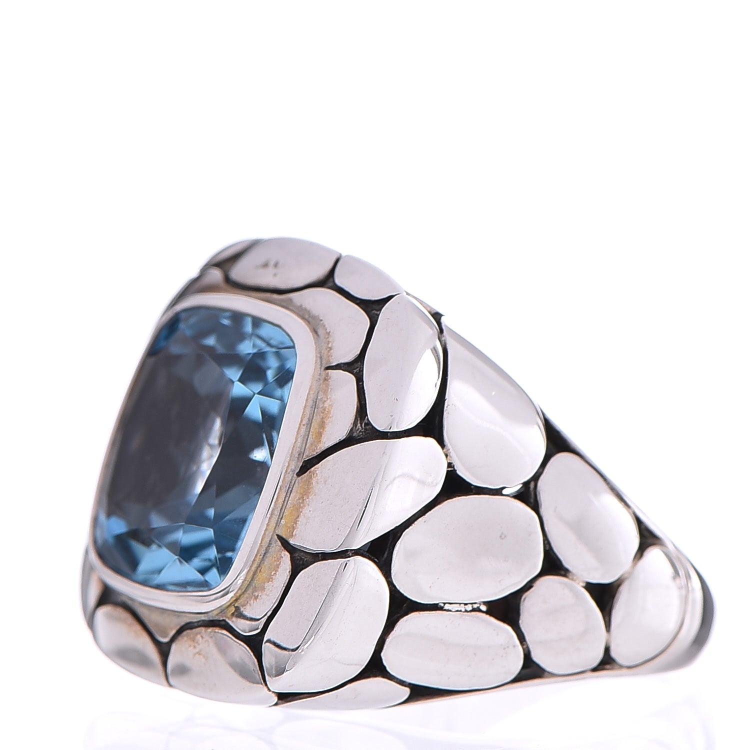 John Hardy Sterling Silver Blue Topaz Batu Kali Large Square Ring 59.5 9 3 of 5