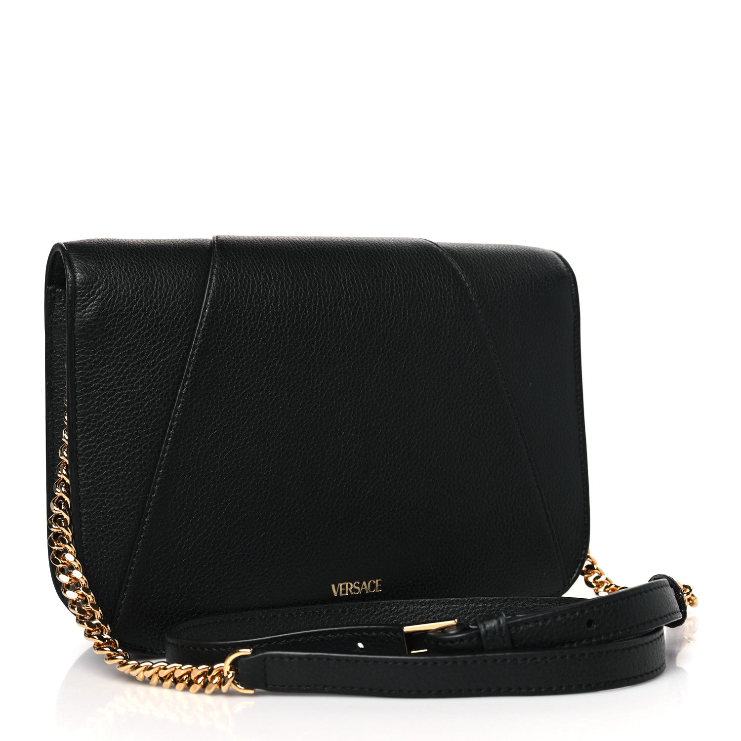 Versace Grainy Calfskin Virtus Chain Crossbody Black 3 of 8