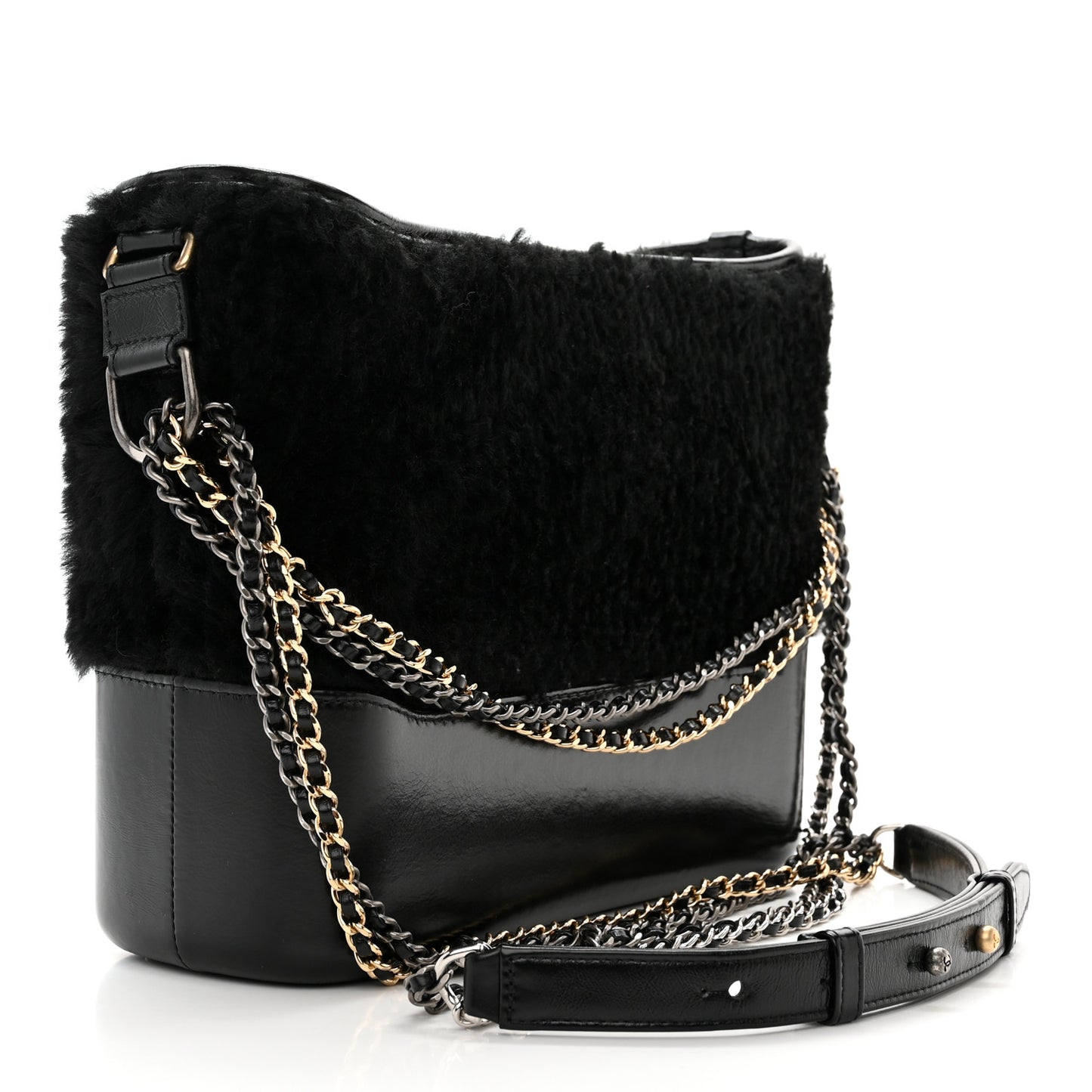 Shearling Medium Gabrielle Hobo Black