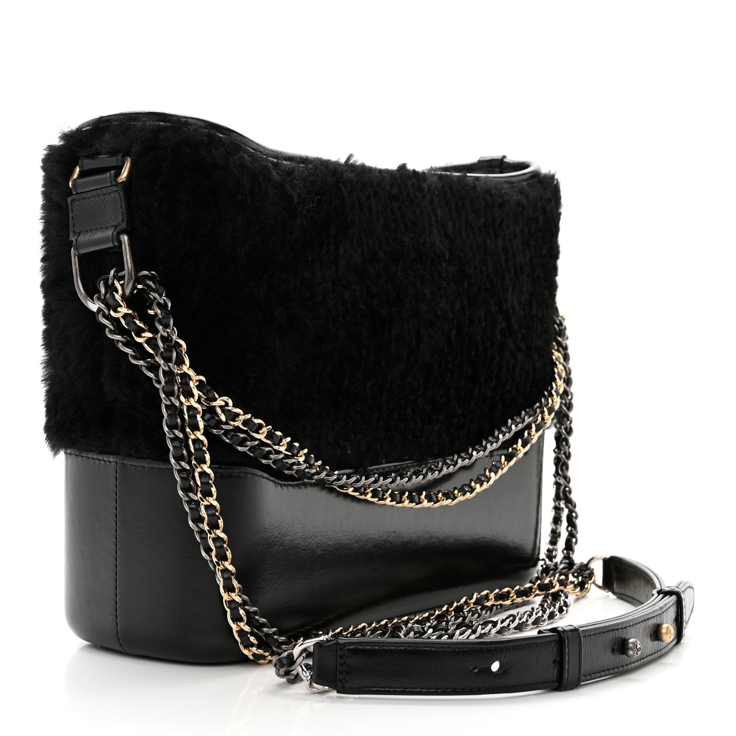 Chanel Shearling Medium Gabrielle Hobo Black 3 of 10