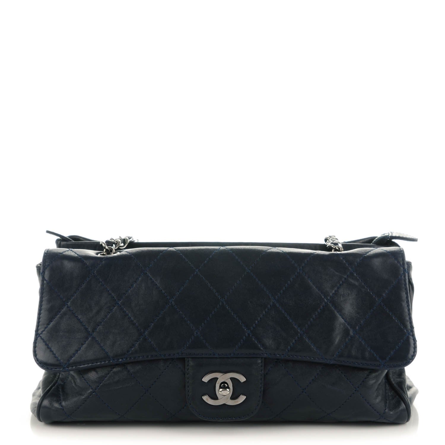 Chanel Lambskin Quilted Ritz Flap Navy 1 of 7