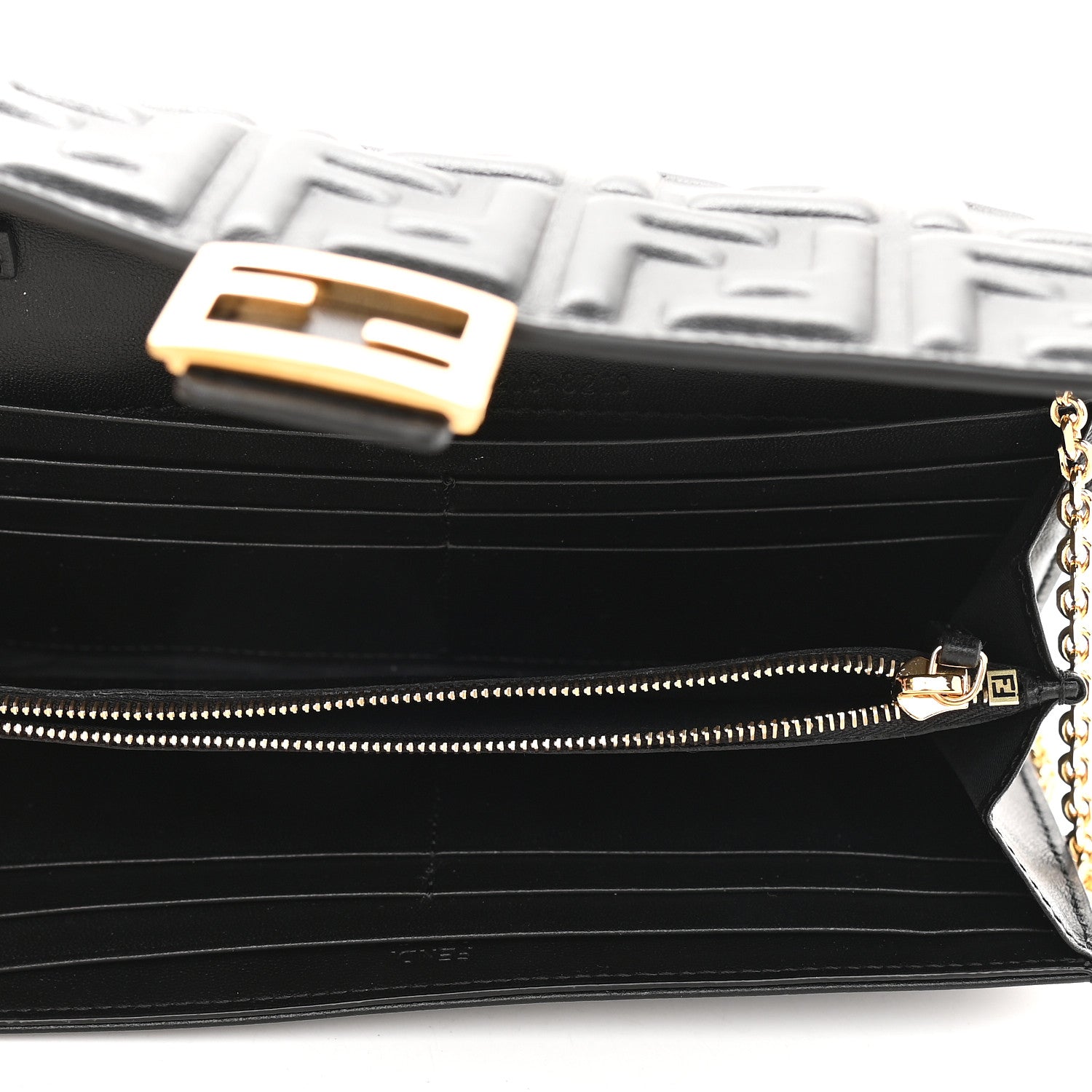 Fendi Nappa Matisse FF Embossed Continental Wallet On Chain Black 5 of 9