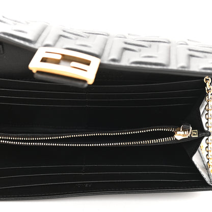 Fendi Nappa Matisse FF Embossed Continental Wallet On Chain Black 5 of 9